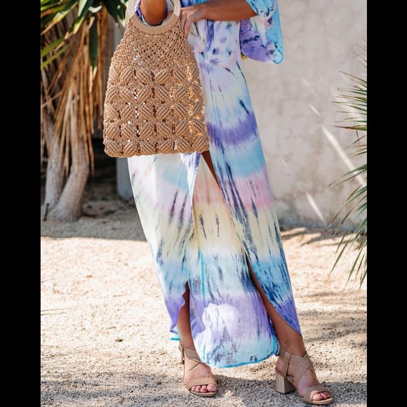 Beach Therapy Tie Dye Twist Kimono Maxi Dress - Picture 3 of 4